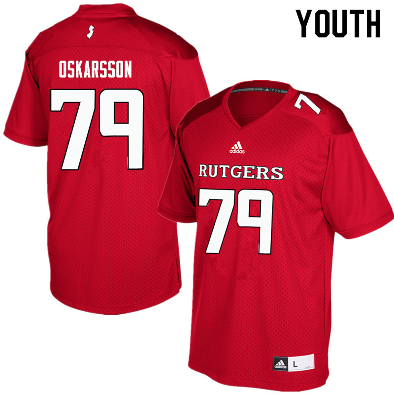 Youth #79 Anton Oskarsson Rutgers Scarlet Knights College Football Jerseys Sale-Red - Click Image to Close